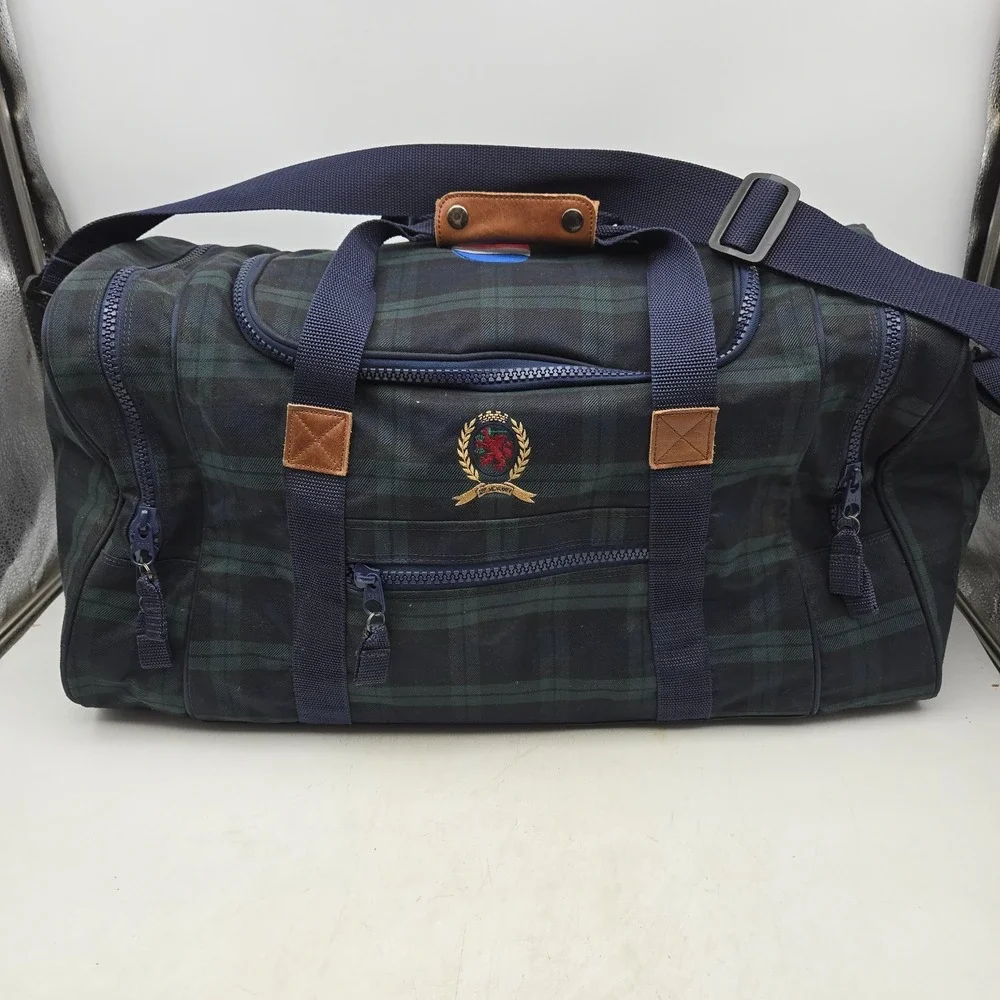 Vintage Tommy Hilfiger Duffle Bag Tartan Plaid Pepsi Cola Flag‎ Large 90s Y2K